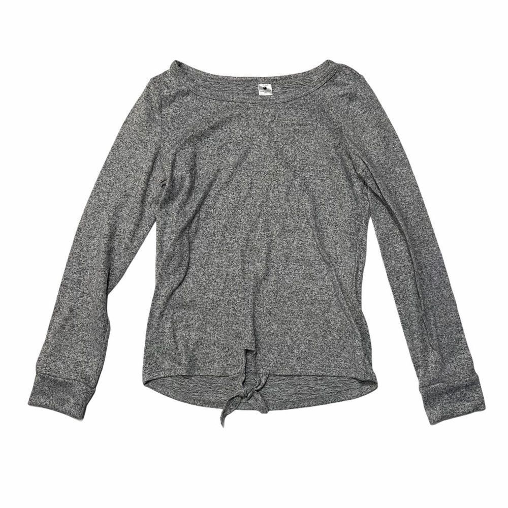 Yogalicious Girls Tie Front Grey Sweater